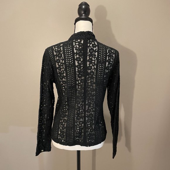 AAIKO Womens Lng Sl.  Sheer Lace Cowel Neck Top  sz S  NWOT - Picture 5 of 7